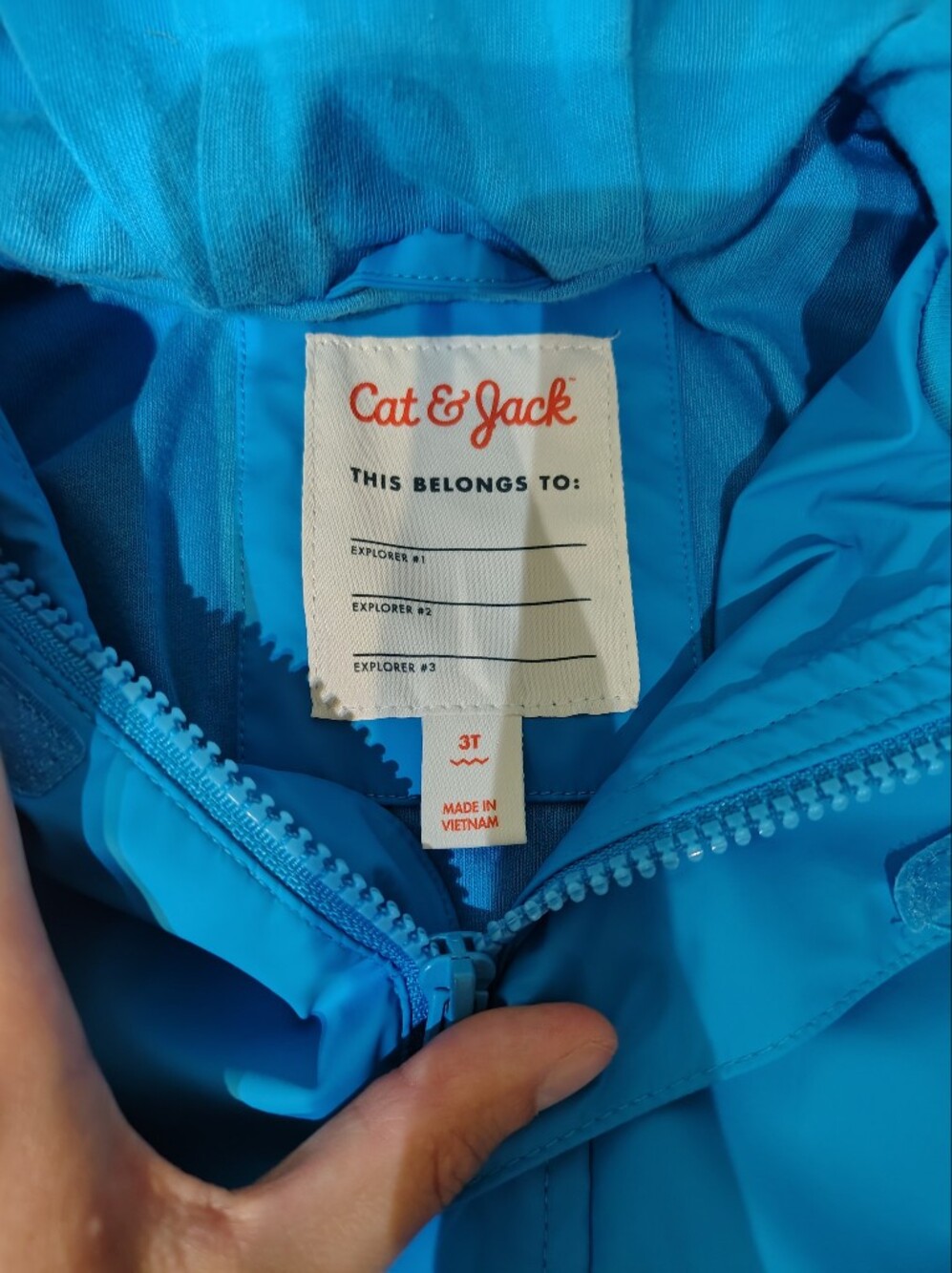 Cat & Jack Blue Toddler Boy Raincoat Jacket Zipper Hooded Hoodie 3T Jacket